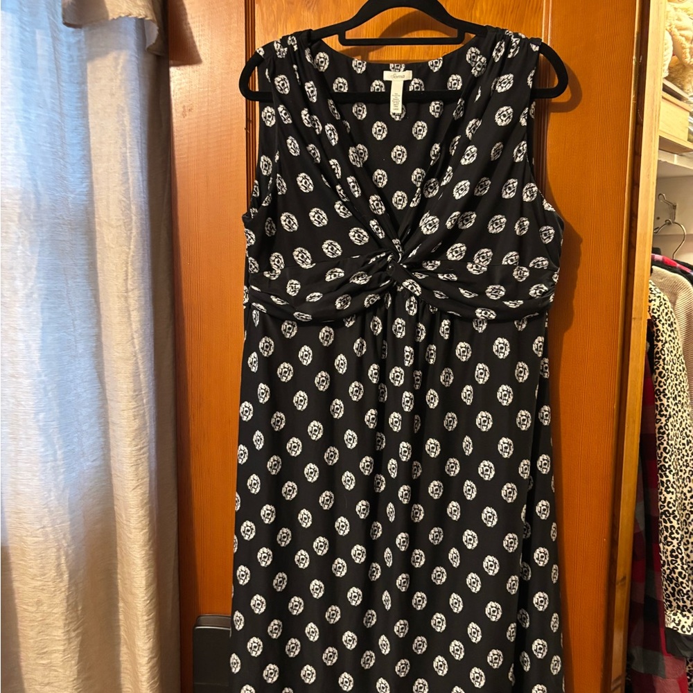 Soma Black and White Floral Midi Dress